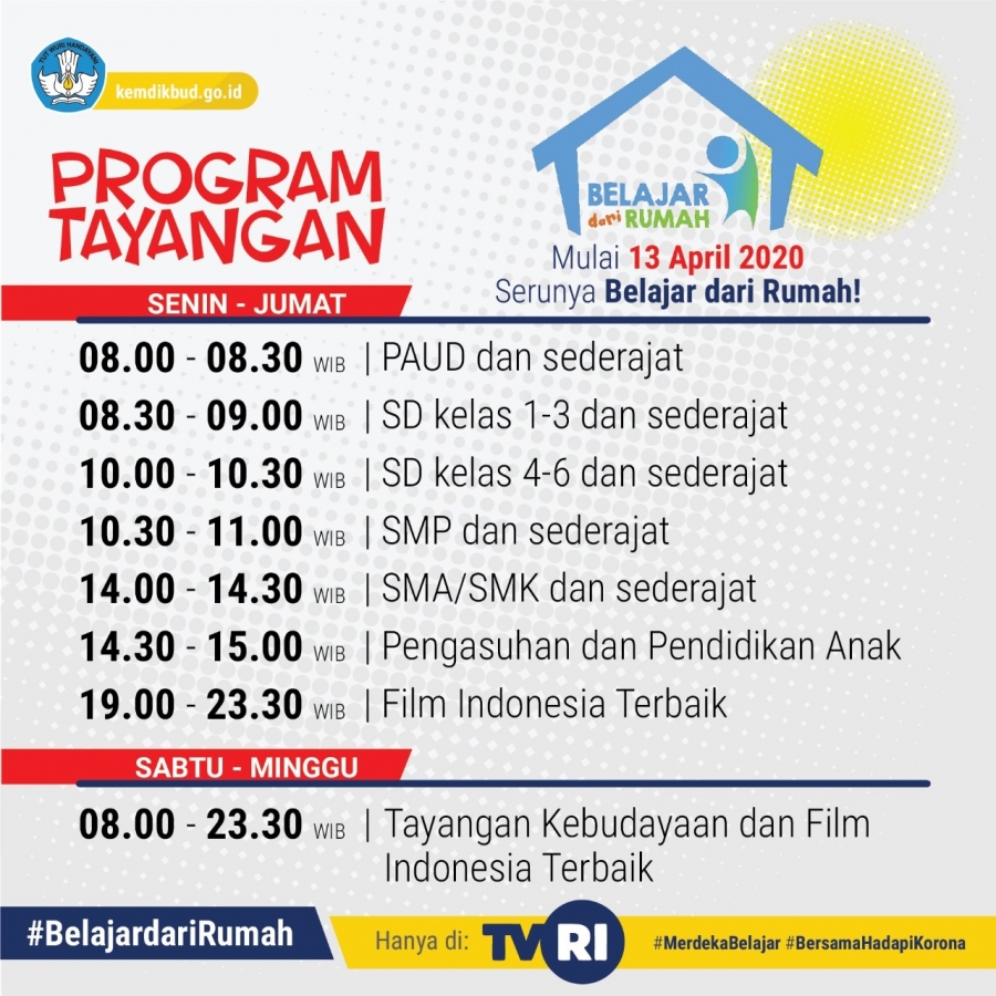 Ragam Program Tayangan "Belajar dari Rumah" di TVRI